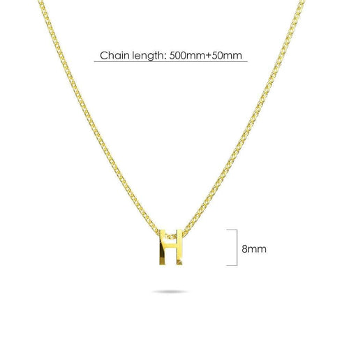 Initials Brick Alphabet Letter Necklace Gold Layered Steel Jewellery